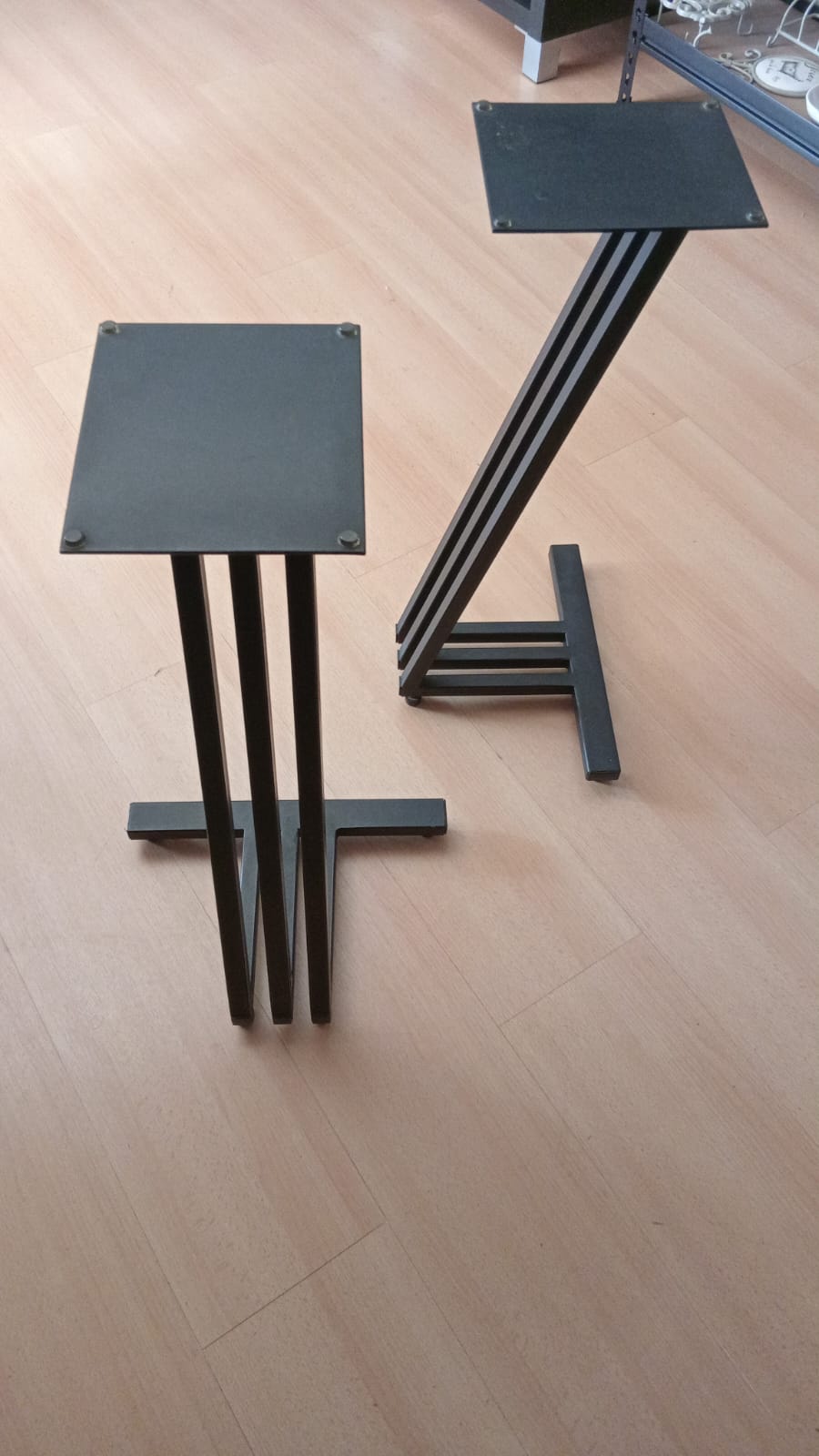 Pair of Black Metal Speaker Stands