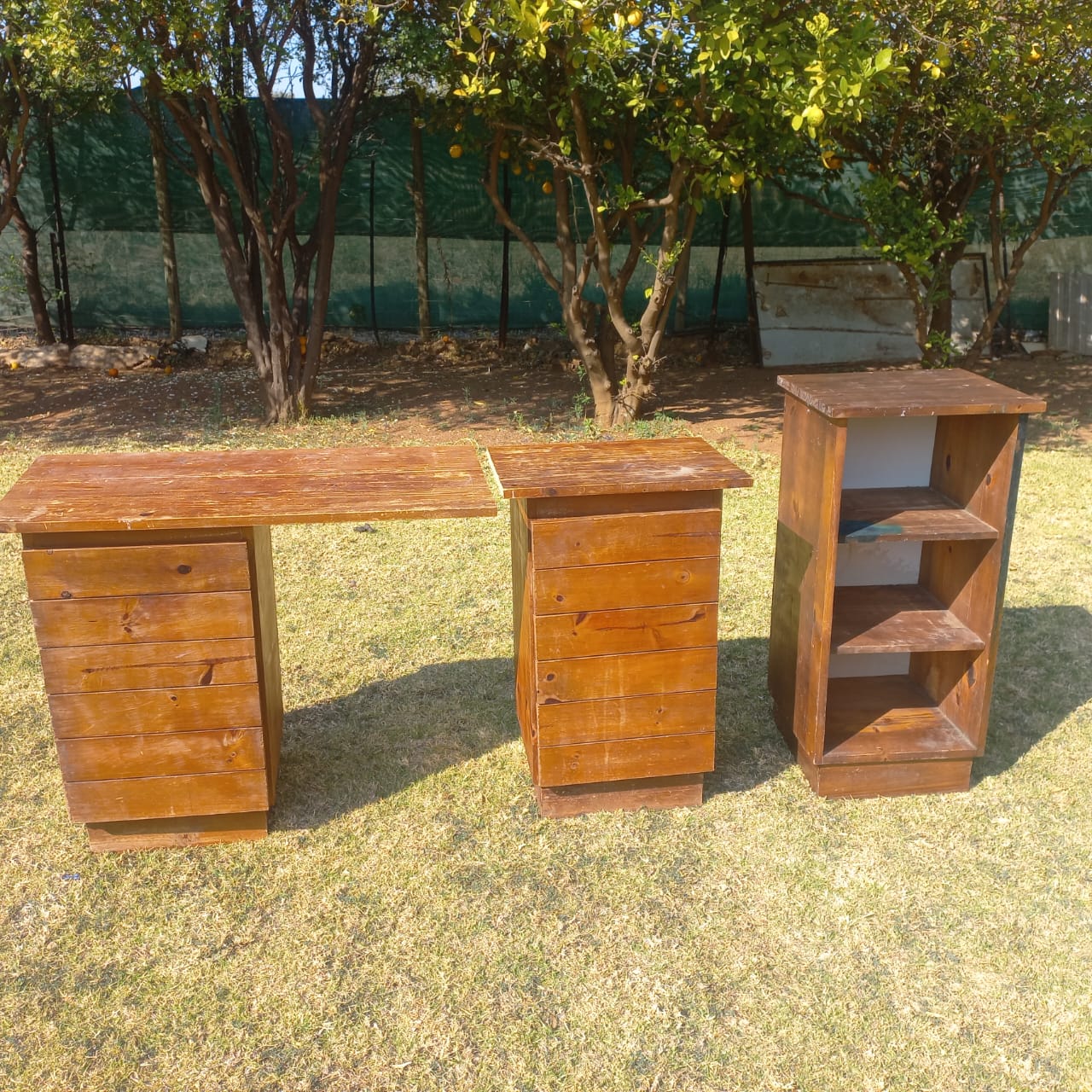 Rustic Pine Modular Desk and Shelving Unit Set