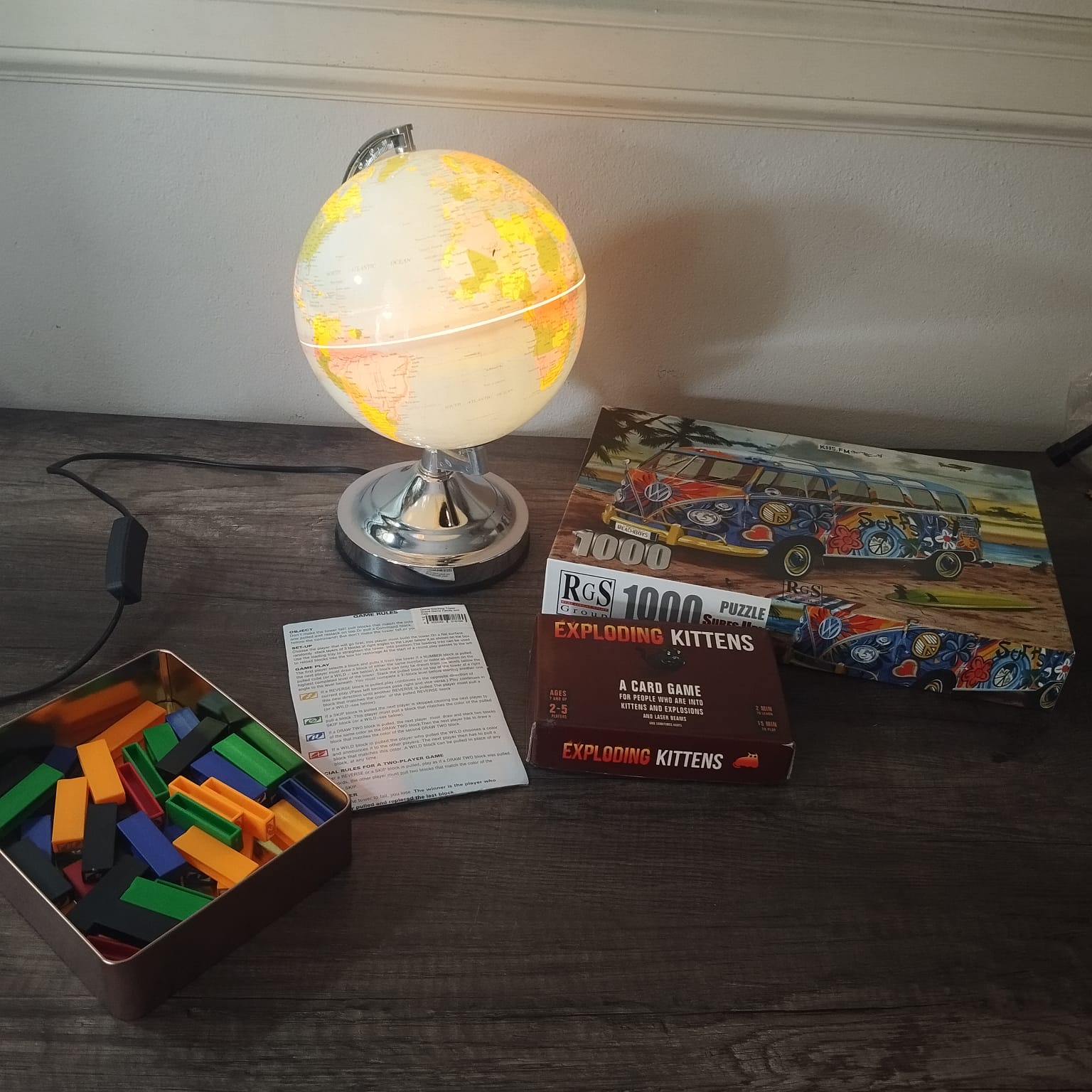 Assorted Games and Illuminated Globe Bundle