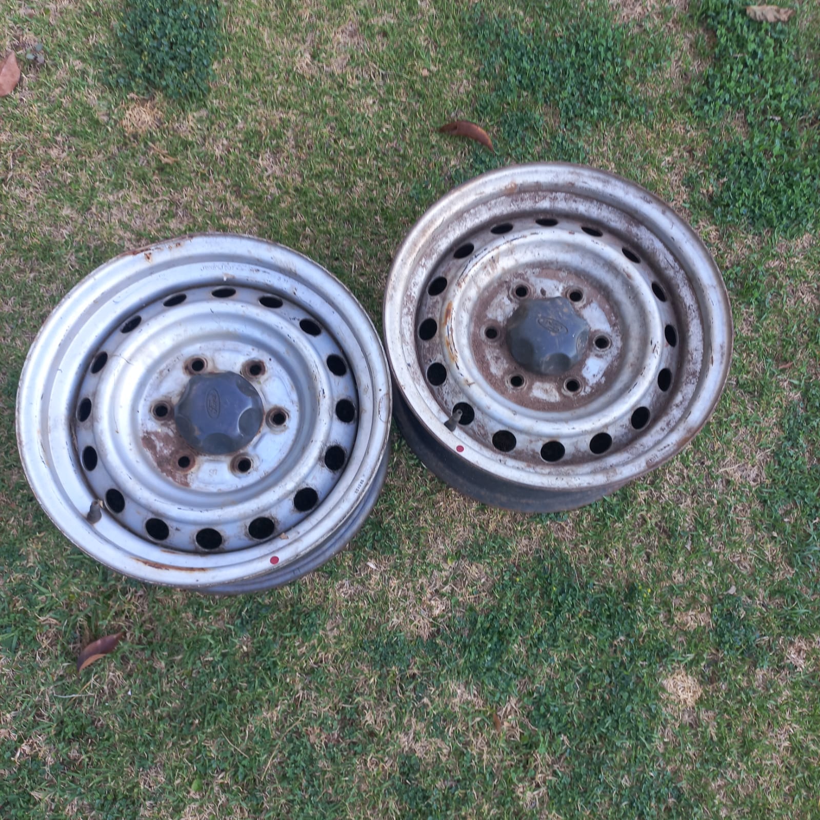 Pair of Ford Steel Wheels with Centre Caps