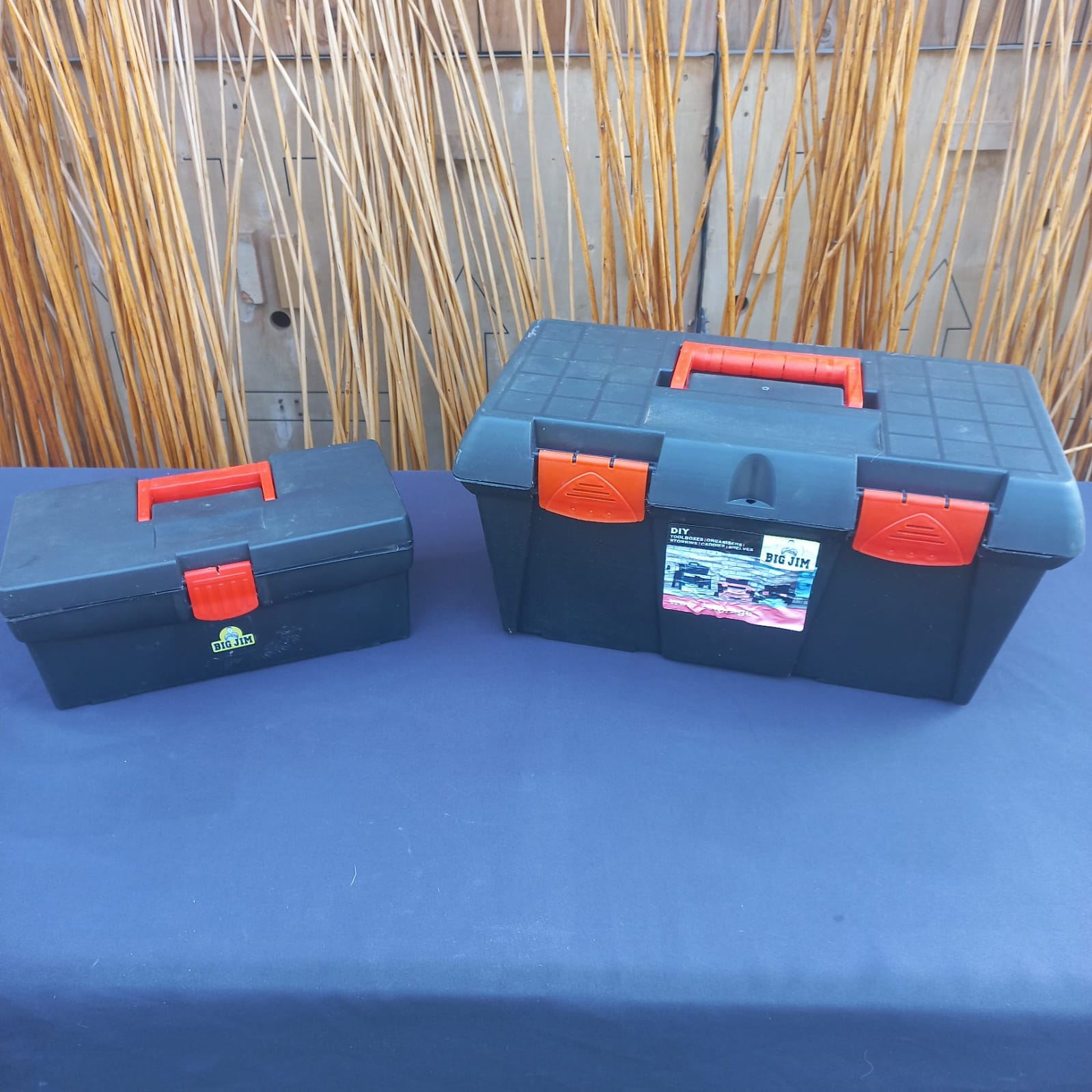 Set of 2 Big Jim Plastic Toolboxes