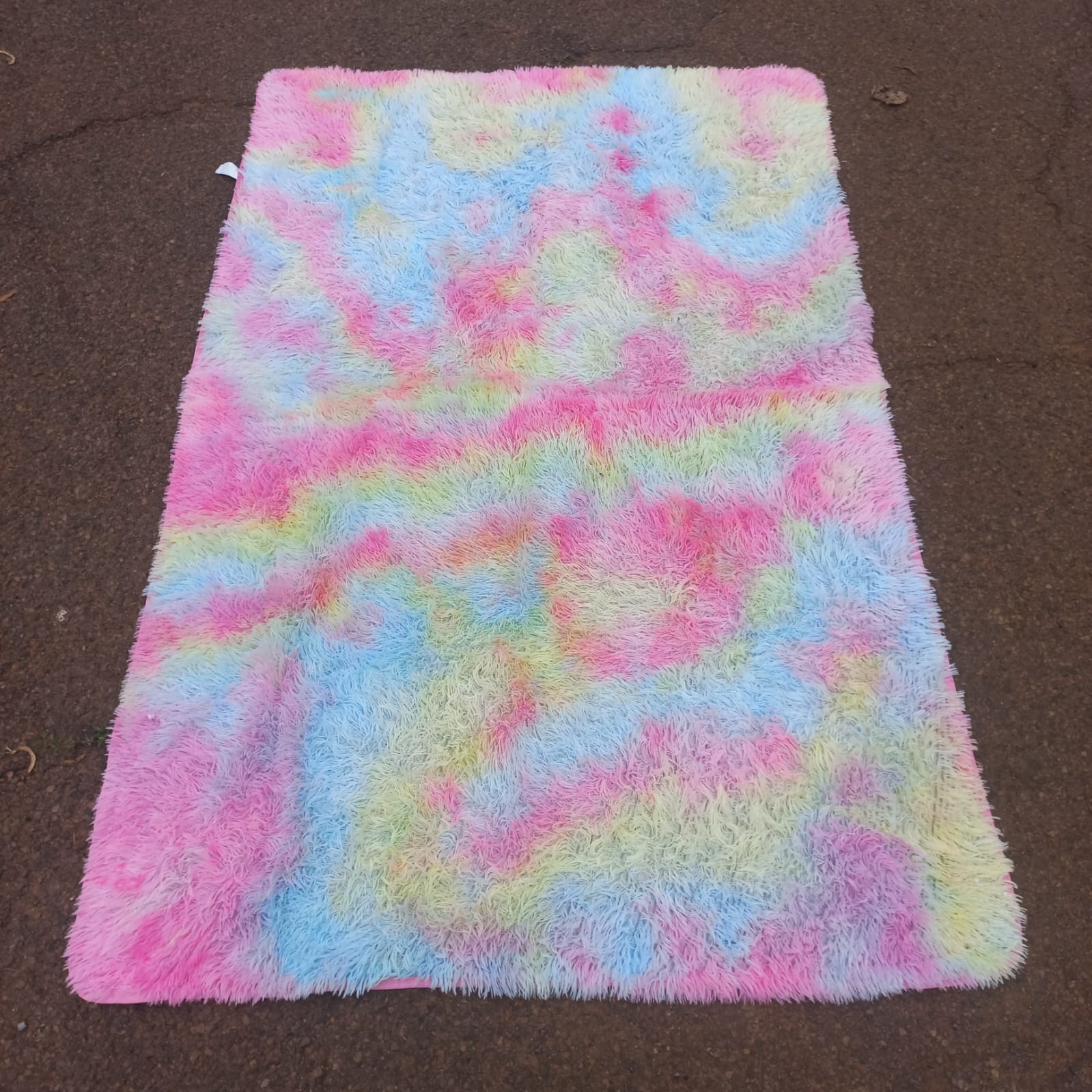 Tie-Dye Style Faux Fur Rug