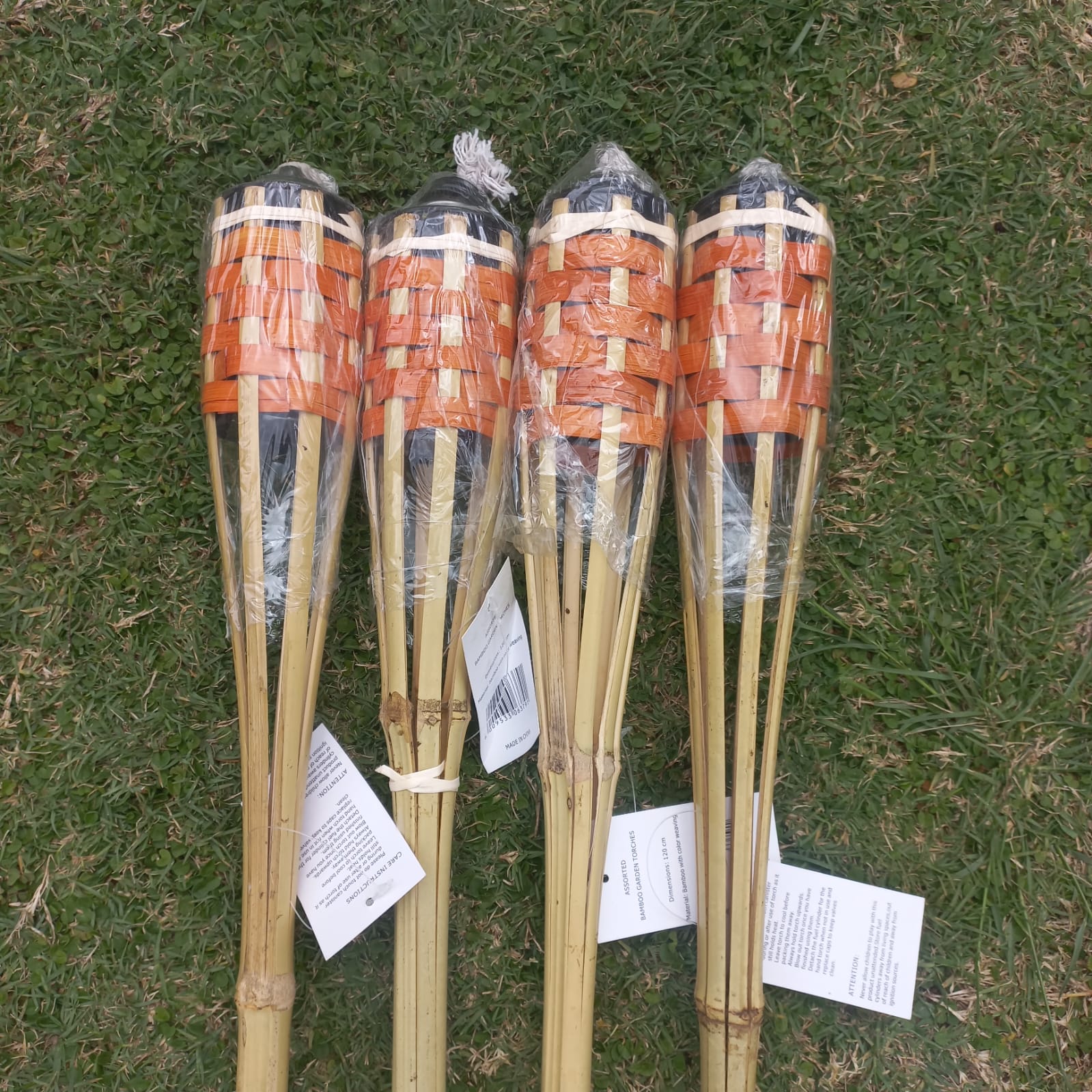 Set of 4 Bamboo Garden Torches (120 cm)