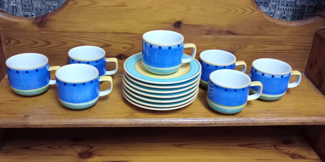 Set of 6 Ceramic Cups and Saucers