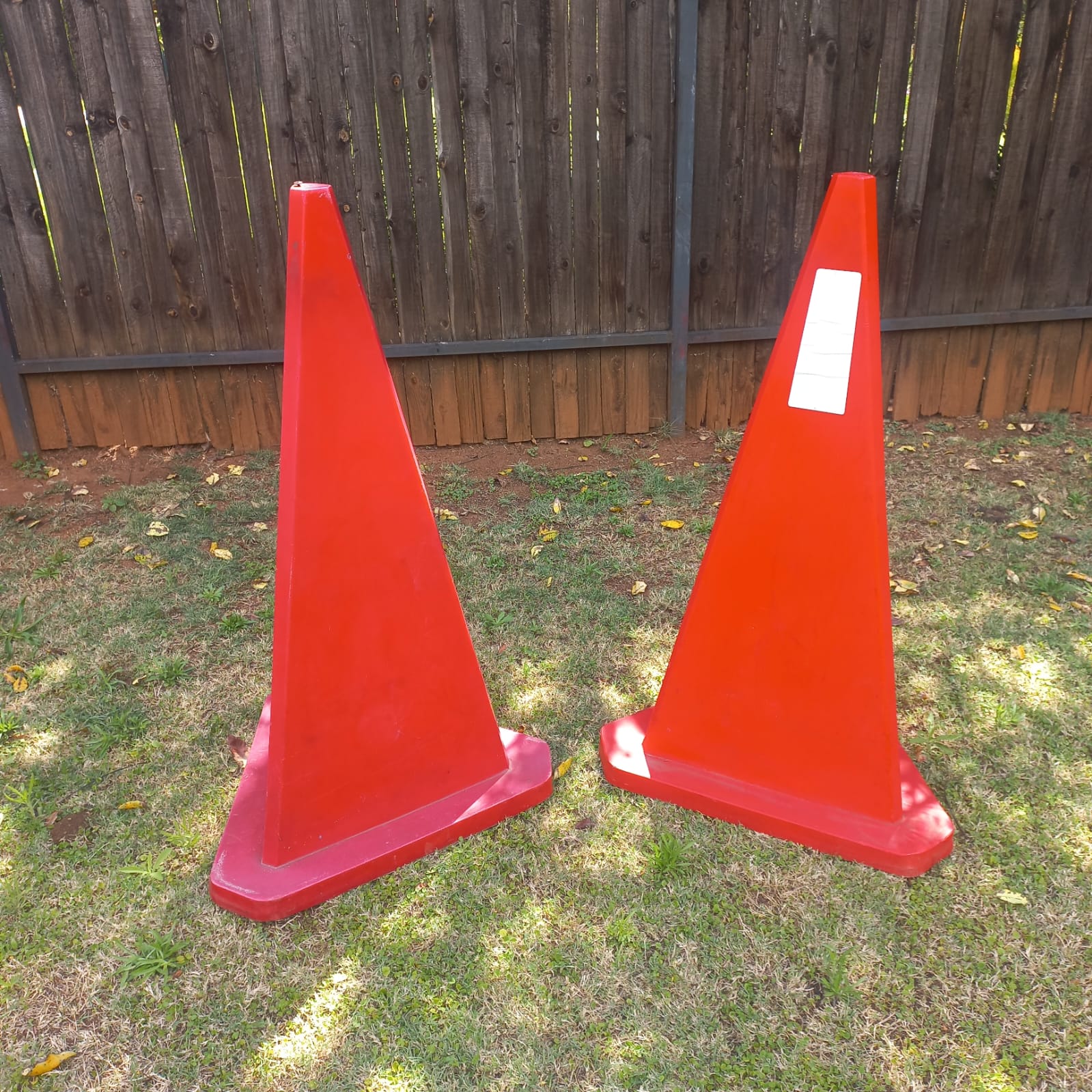 Pair of Red Plastic Safety Cones