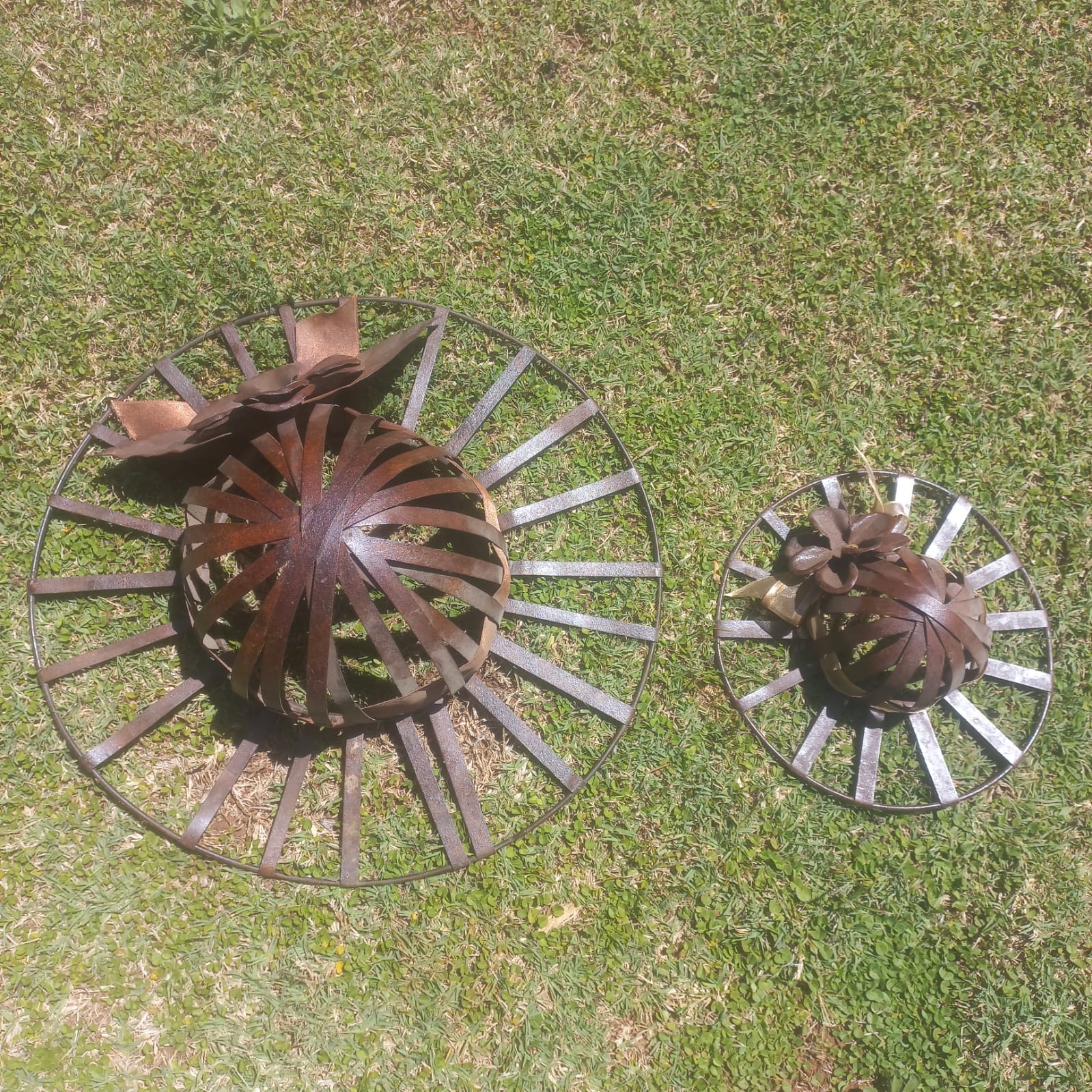 Pair of Decorative Metal Hat-Shaped Wall Hangings