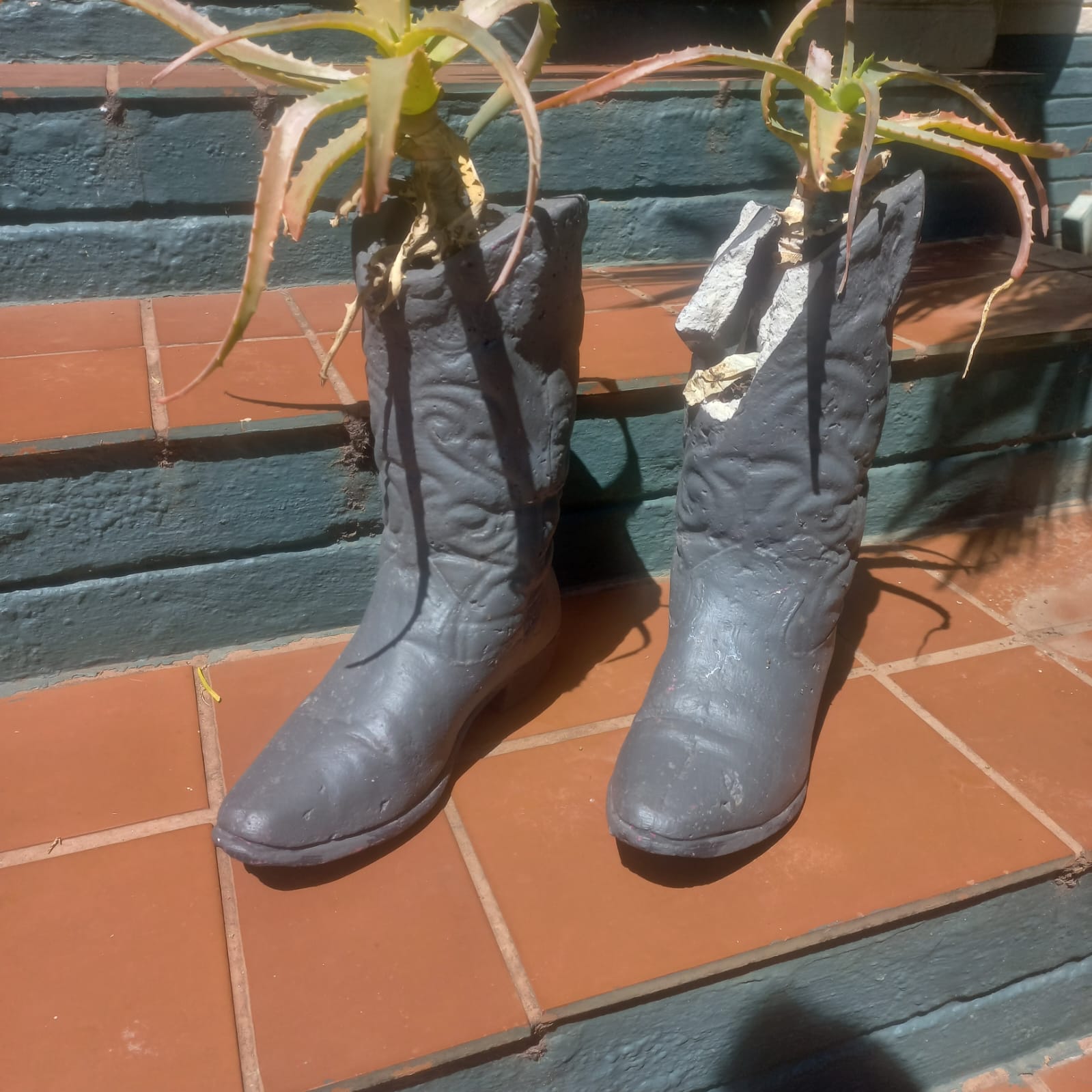 Pair of Cowboy Boot Shaped Garden Planters